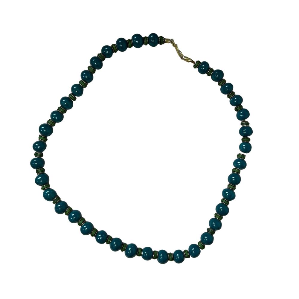 Vintage Blue and Green Beaded Necklace